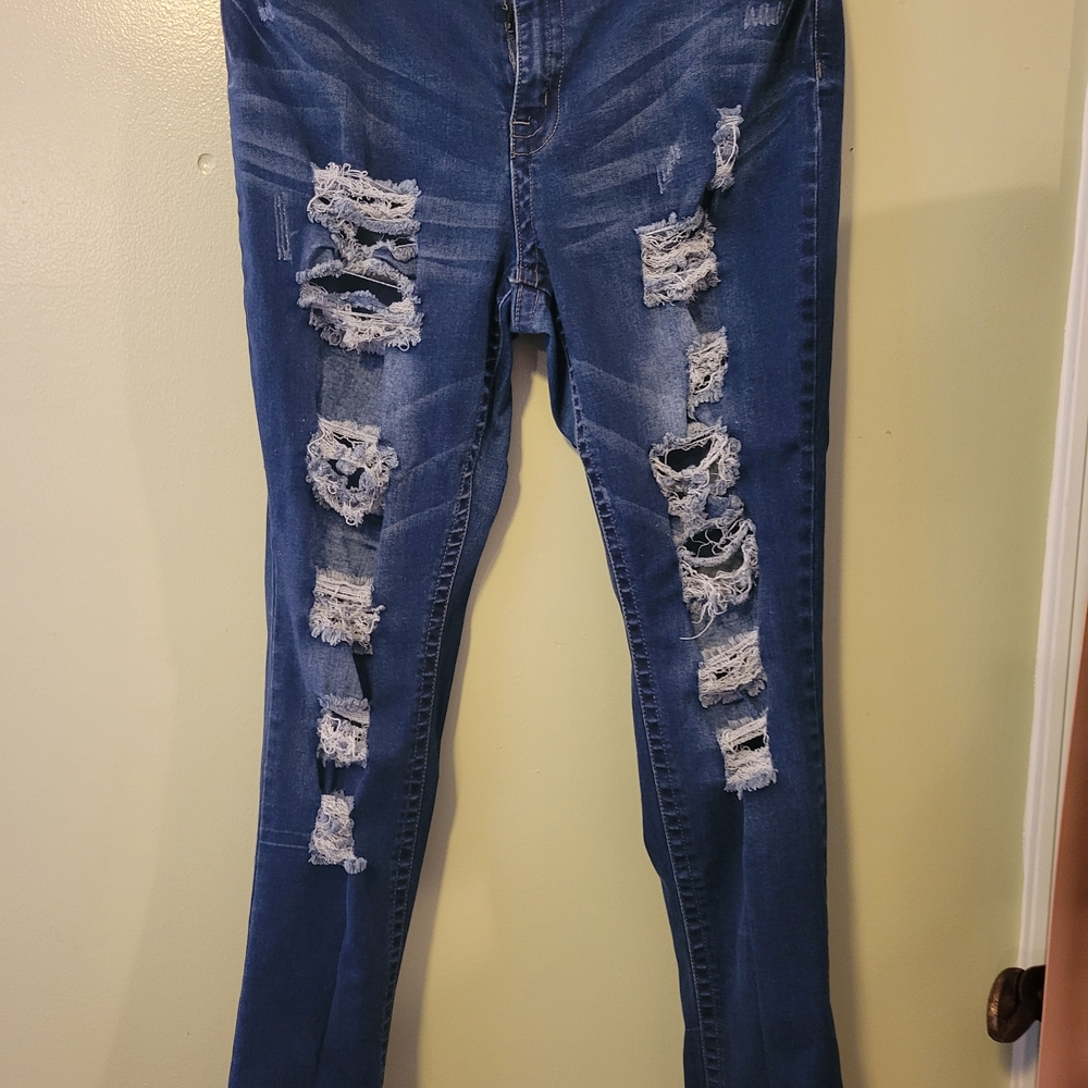 Ripped Blue Skinny Jeans for Women